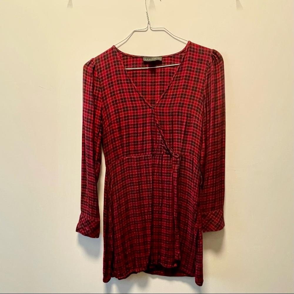 Size 4 Serenity Red and Black Checkered Dress